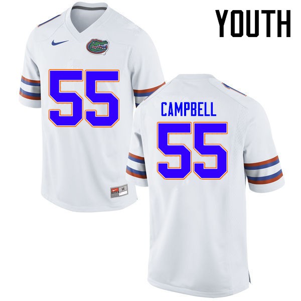 Florida Gators Youth #55 Kyree Campbell College Football Jersey White